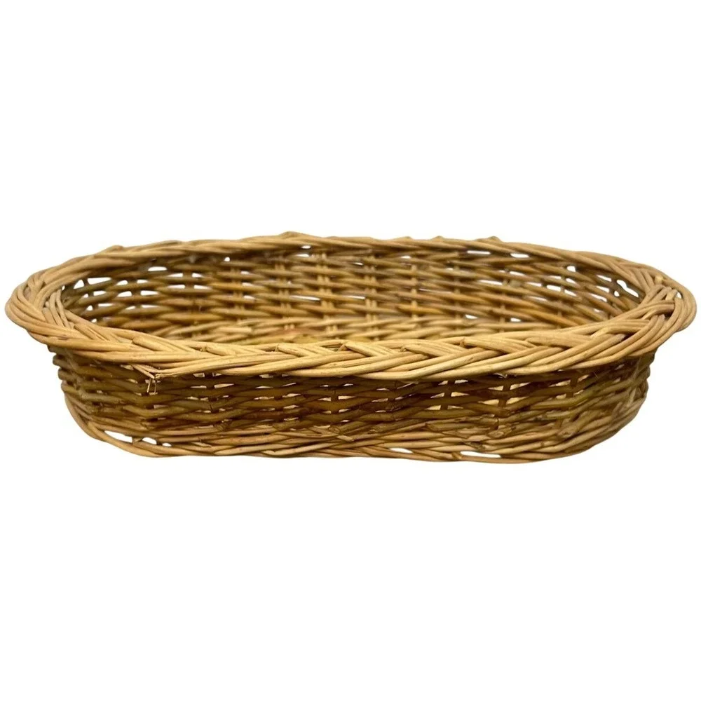 Woven Wicker Basket Oval Farmhouse Bread Serving Rustic‎ 10.5x7